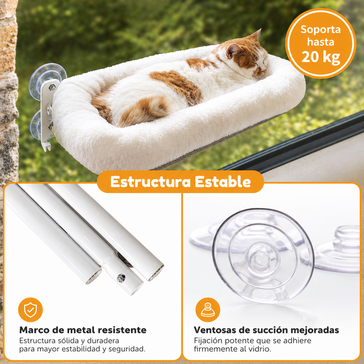 Hamaca plegable de ventana para gatos