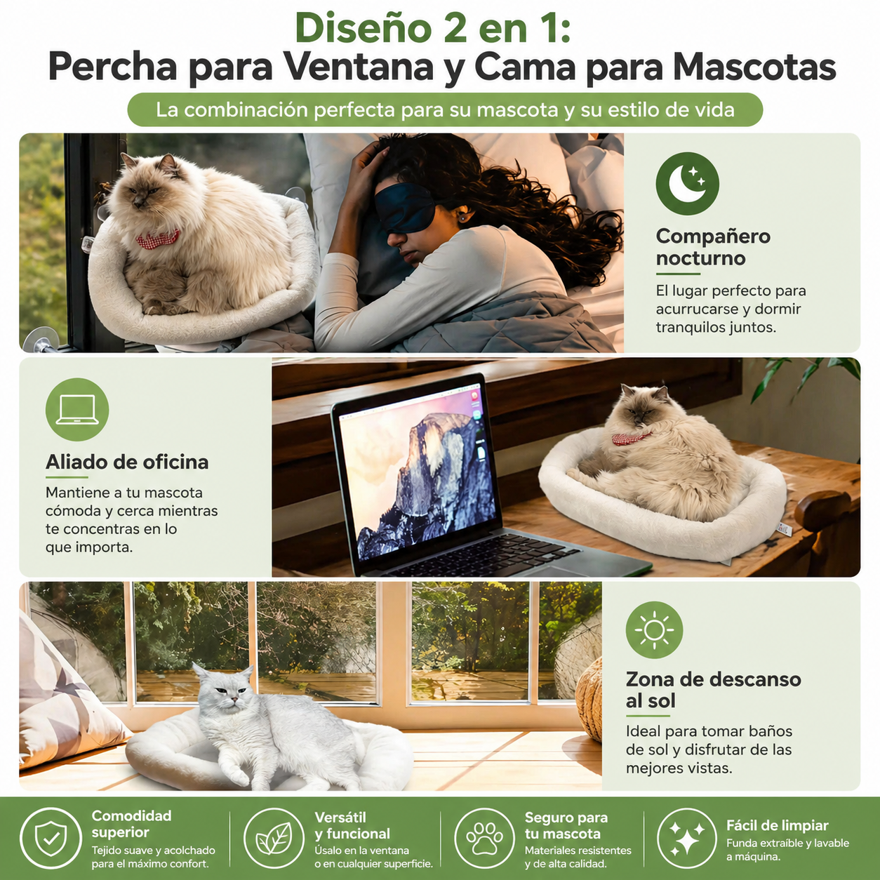 Hamaca plegable de ventana para gatos